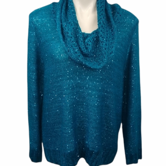 CJ Banks Sweaters - CJ Banks Cowl Neck Shimmer Sweater Sz 1X